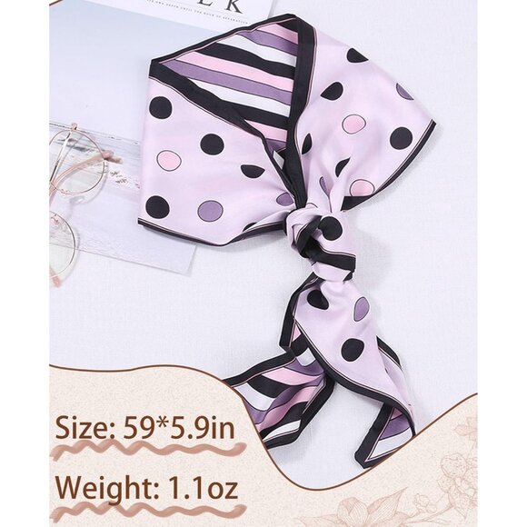 Women's Black Gray Pink Fashion Oblique Angle Silk Neck Scarf Printed Scarves - Picture 6 of 8